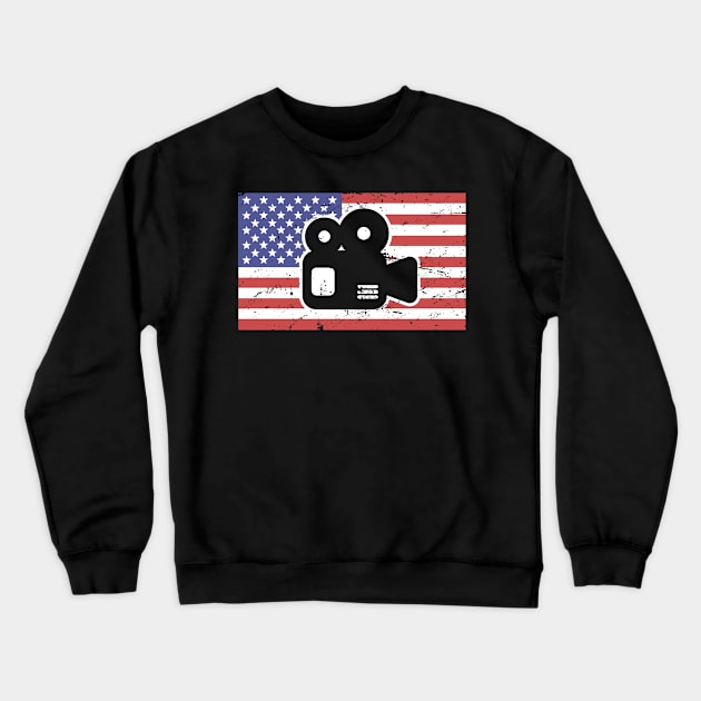 Film Camera & American Flag | Filmmaker Crewneck Sweatshirt by MeatMan